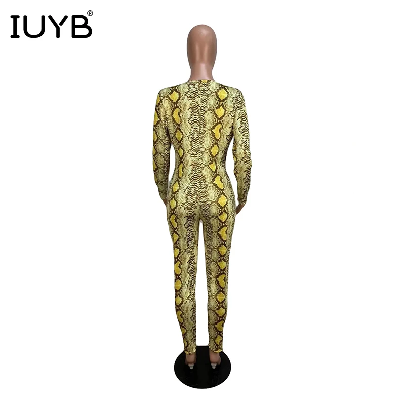IUYB Весна Новые Сексуальные вечерние новые женские комбинезоны винтажные глубокий v-образный вырез длинный рукав выдалбливают тощий длинный комбинезон CY1097