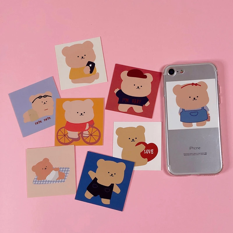 8 шт. 6*6 см корейский мультфильм Kawaii Fat Bear Instagram альбом HD Фотокарта|Набор