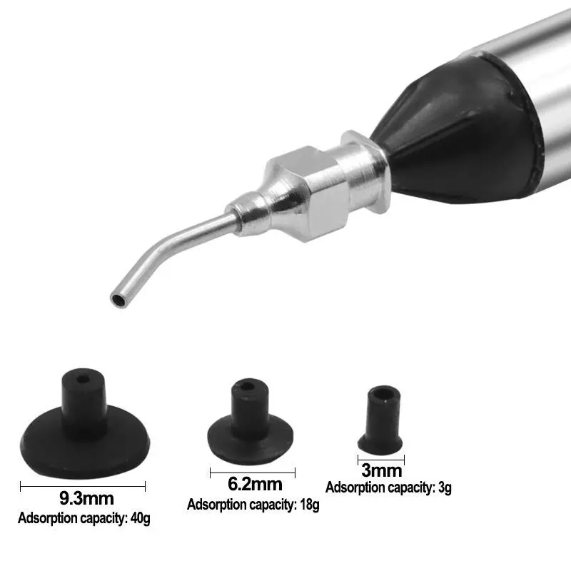 

IC SMD Vacuum Sucking Suction Pen Remover Sucker Pump IC SMD Tweezer Pick Up Tool Solder Desoldering with 3 Suction Headers
