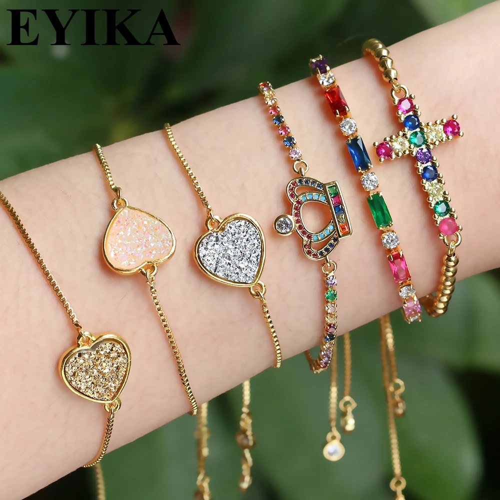 EYIKA богемные красочные ювелирные изделия браслет Радужный кубический цирконий