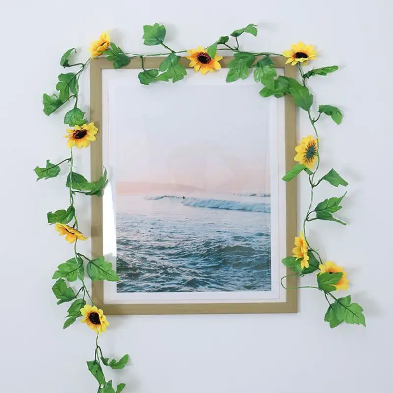 

Artificial Christmas Sunflower Rattan Light String 20 LEDs Simulation Hanging Branches Wreath for Front Door Festive
