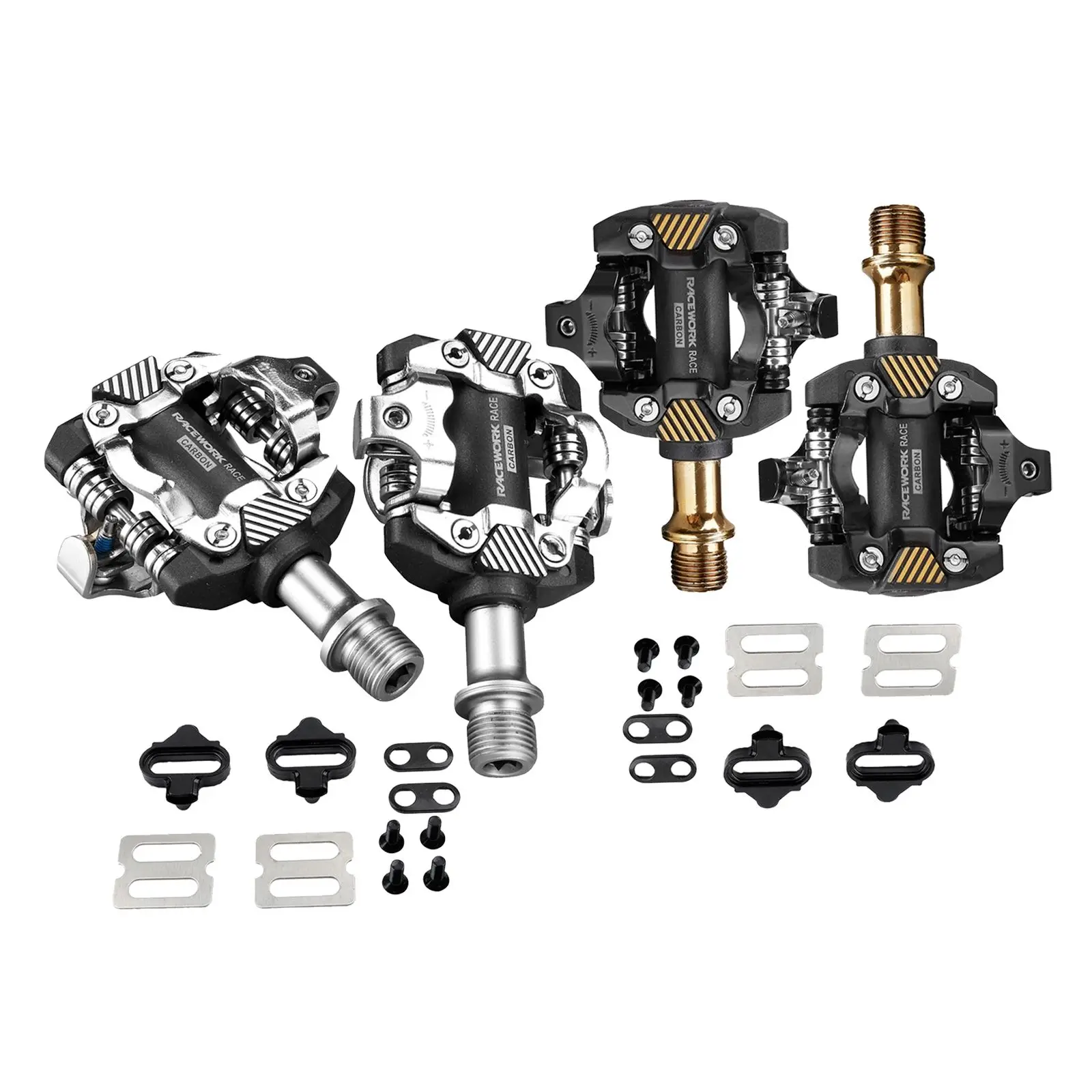 

Bike Pedals Cleats Set Locking MTB Bicycle DU Bearings Clipless Pedal Accessories