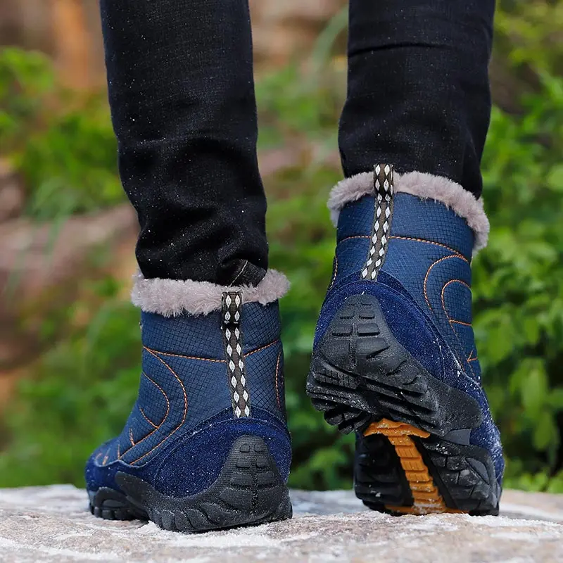 Зимние теплые мужские ботинки для пеших прогулок дышащие походные Нескользящие
