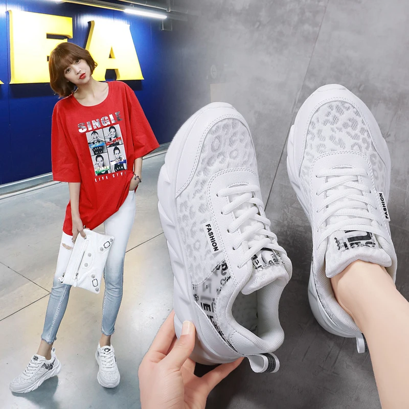 

Spring Autumn Large Size Women's Shoes Flying Knit Mesh Casual Shoes Lightweight Running Sports Shoe Jogging Fitness Gym Sneaker