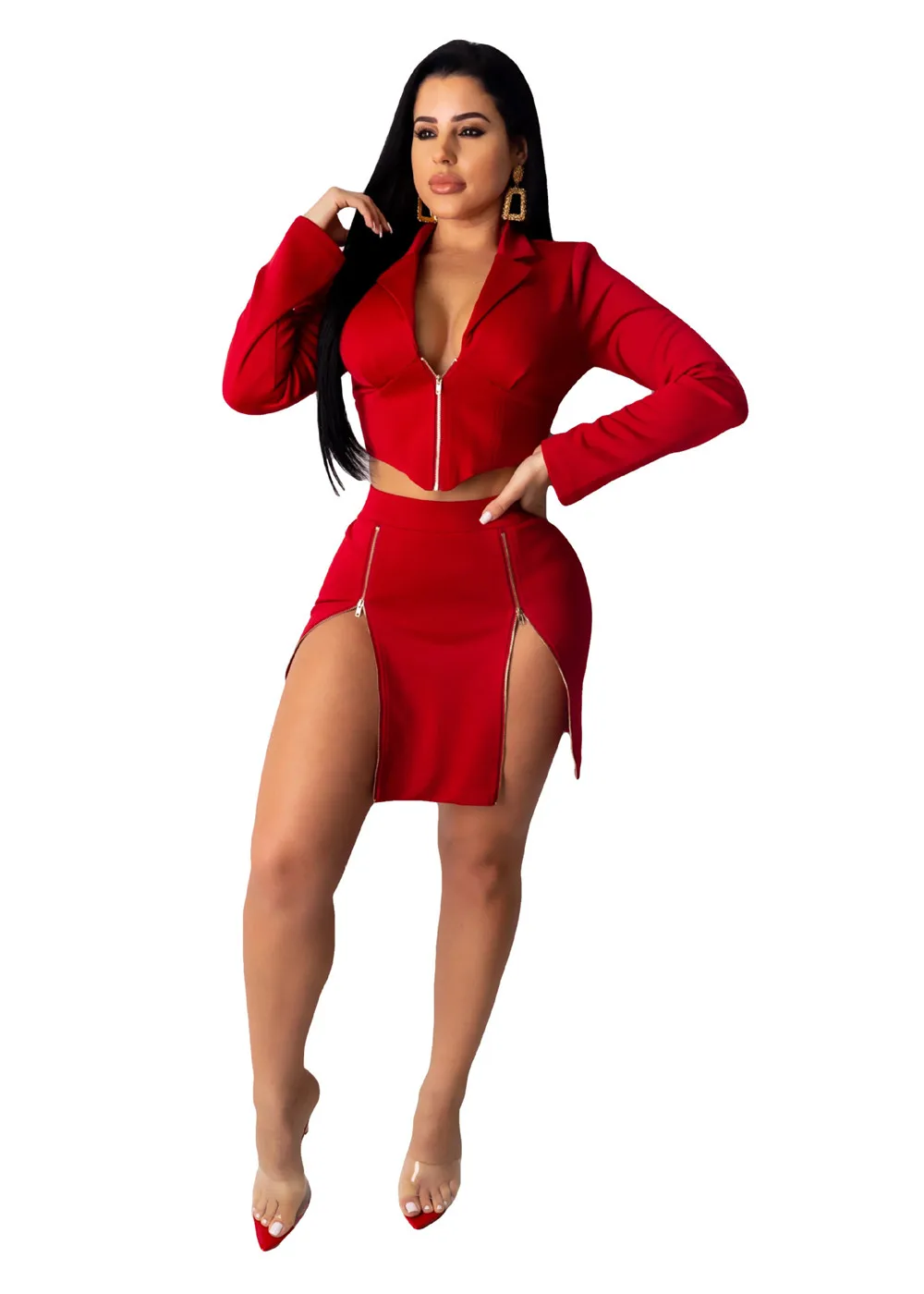 Сексуальный комплект из двух предметов с юбкой женская одежда сезон весна-осень