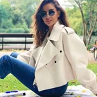 Куртка женская из искусственной кожи, белая Байкерская, Осень-зима 2021