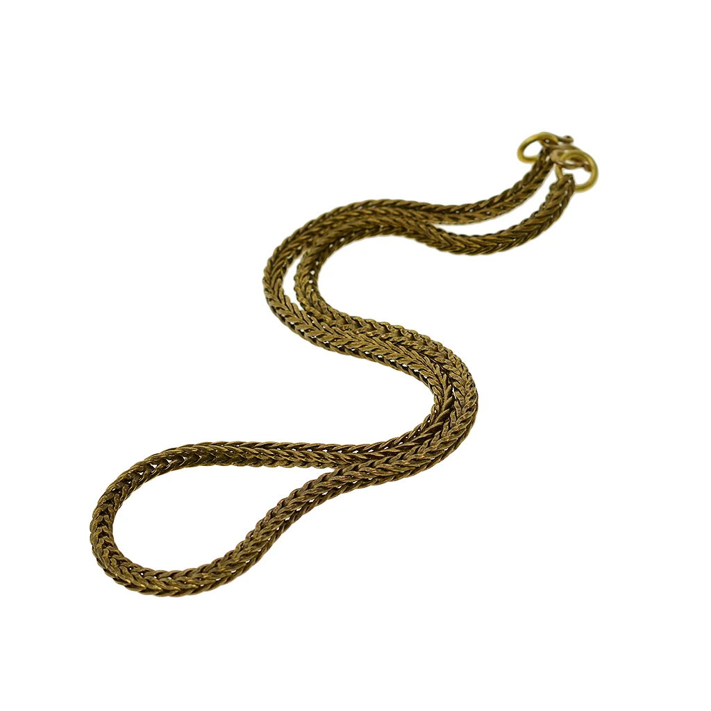 

viking Punk biker Fine solid brass 4mm thick square foxtail chain necklace choker W connector clasp gift necklace