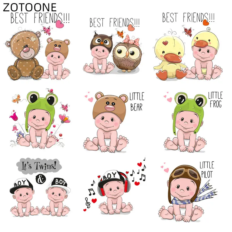 

ZOTOONE Iron on Cute Baby Patches Cartoon Animal Patch for Kids Heat Transfers for Clothes Vinyl Ironing Sticker DIY Appliques D