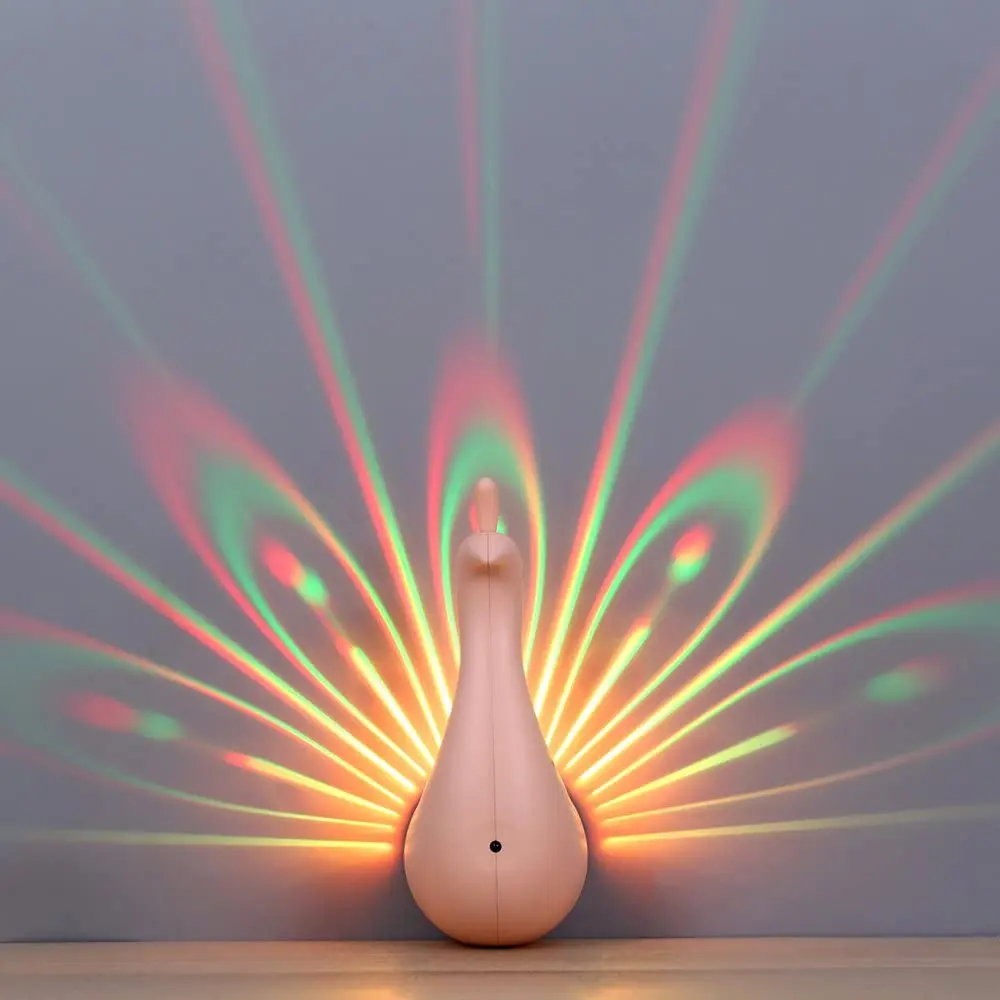 Rechargeable Peacock Wall Light LED Nightlight Originality Modern Decorative Lighting Bedroom Projection lamp Remote Control