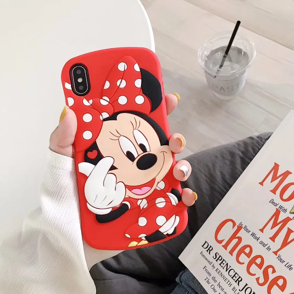Милый мягкий силиконовый чехол с объемным рисунком животных для iPhone 5, 5S, 5C, SE, 6s, 7, 8 Plus, X, XS, XR, XS Max - Цвет: Red Love Minnie