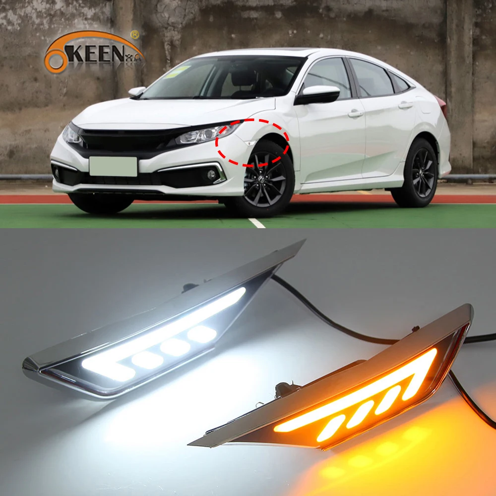 

2 шт. для Honda Civic 2016 2017 -2020, светодиодные боковые индикаторы, указатели поворота, дневные ходовые огни, автомобильные аксессуары