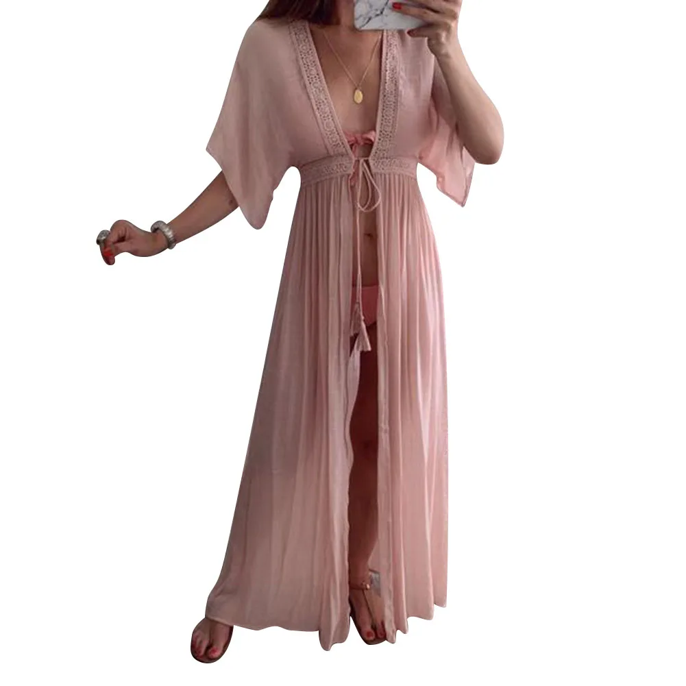 

Женский кружевной кардиган, однотонный Повседневный облегающий длинный кардиган для отпуска