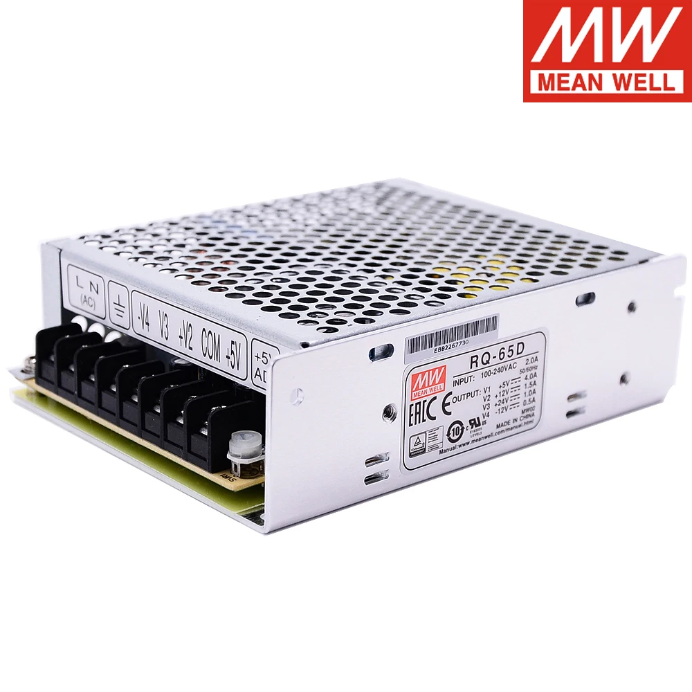 

Mean Well RQ-65D 68W Quad Output Switching Power Supply 110/220V AC TO DC 5V 12V 24V -12V 4A 1.5A 1A 0.5A Meanwell SMPS