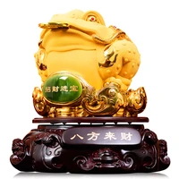 chinese frog resin toad sculpture coin money lucky fortune wealth home decoration furnishings housewarming office opening gifts