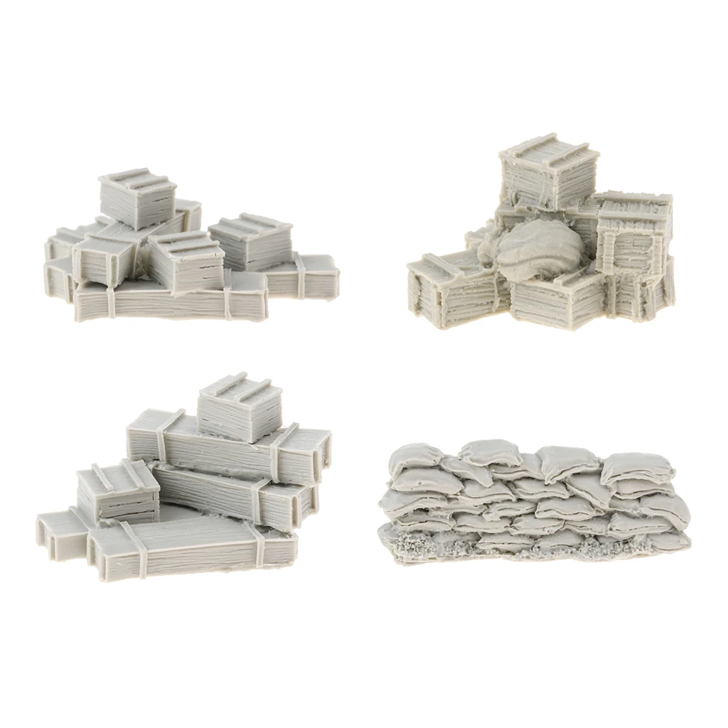 

4 лот 1/35 Набор фигурок из смолы песочница стена с ящиками мини военные игры Второй мировой войны коробка