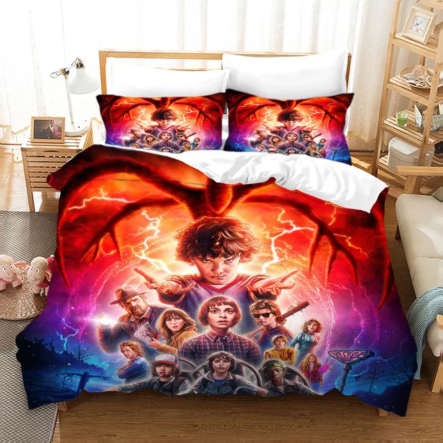 

New 2021 Stranger Things 3D Horror Movie Duvet Cover Set Montauk Bedding Set Home Soft Comfoter Cover Kids Gift Full Double Size