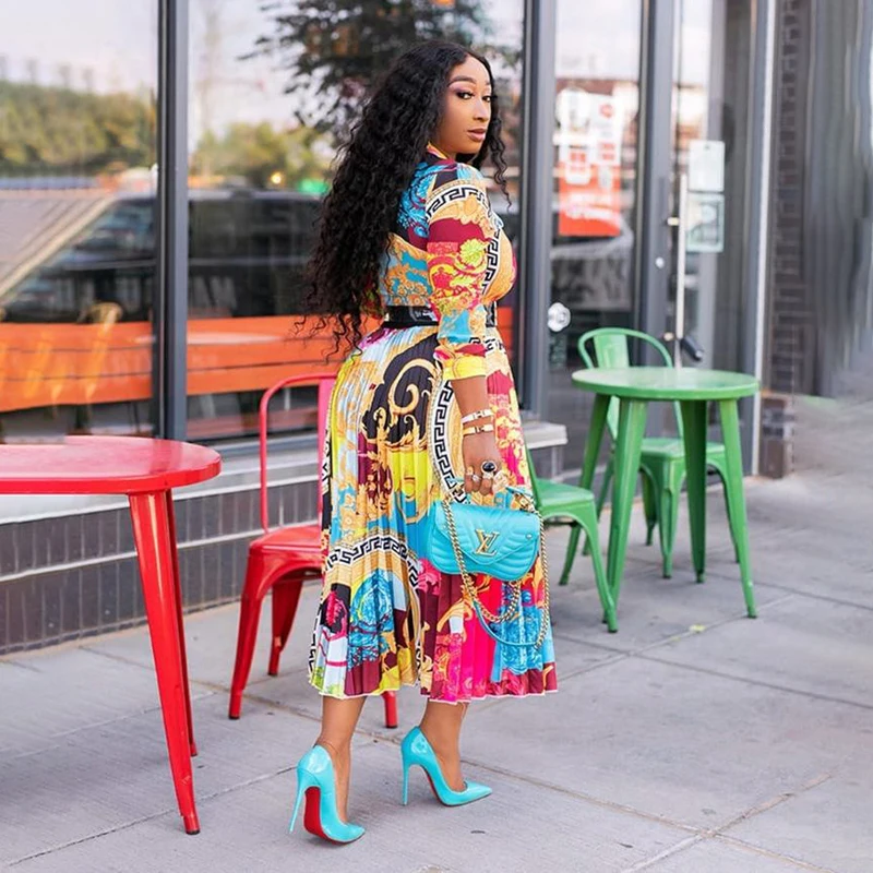 

Cutubly Loose Casual Dress Casual Sweet Floral Print Dress Long Sleeve Bow Collar Shirt Dress 2021 Summer Pleated Bohe Dress