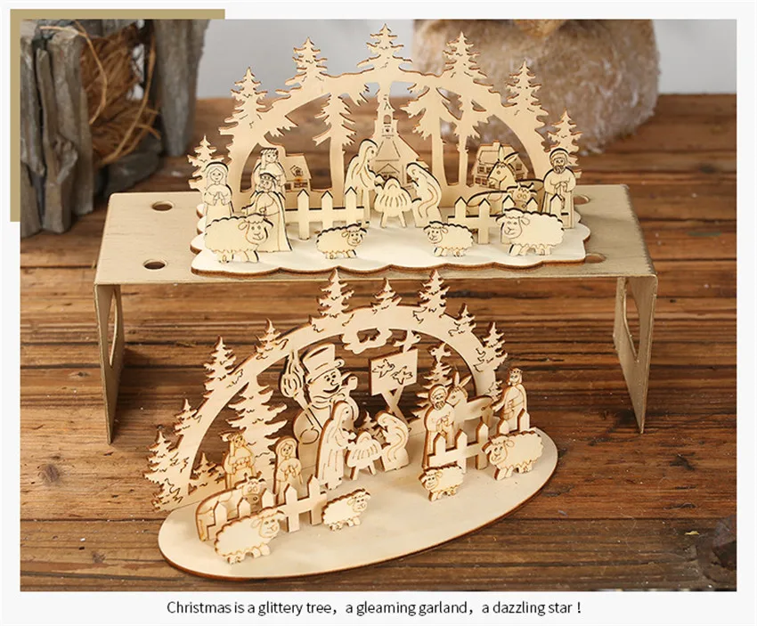 Новые DIY рождественские деревянные игрушки Рождественские забавные вечерние настольные украшения рождественские деревянные украшения Рождественские детские игрушки подарок дропшиппинг