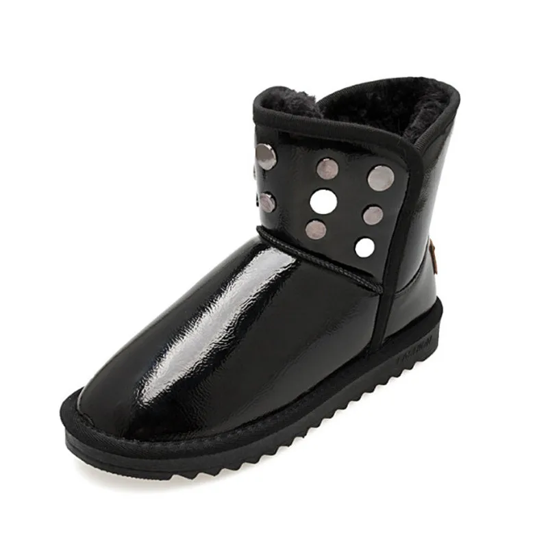 Новые брендовые зимние ботинки из лакированной кожи женская обувь модные