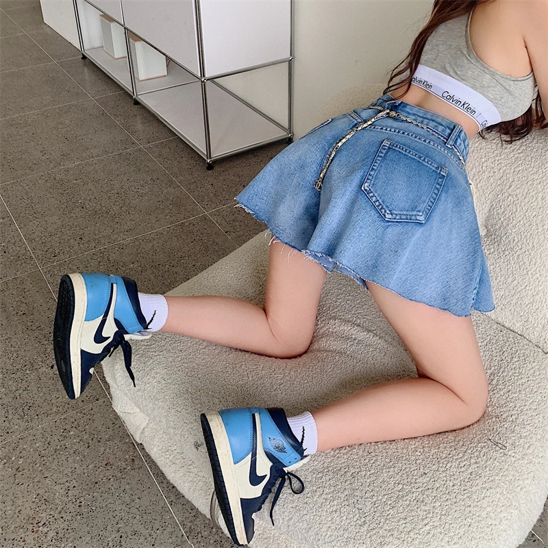 Korean Fashion Denim Wide-leg Shorts 2023 Summer Thin Y2k Loose Warm-up Skirt Shorts New Pink High Waist Pocket Jeans Streetwear