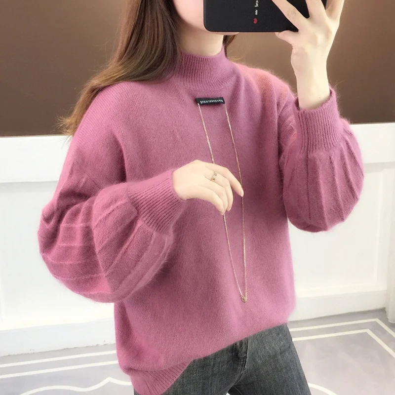 

Autumn Pullover Sweater Women Christmas Sweaters Loose Lantern Sleeve Knitted Sweater Plus Size Women's Jumper