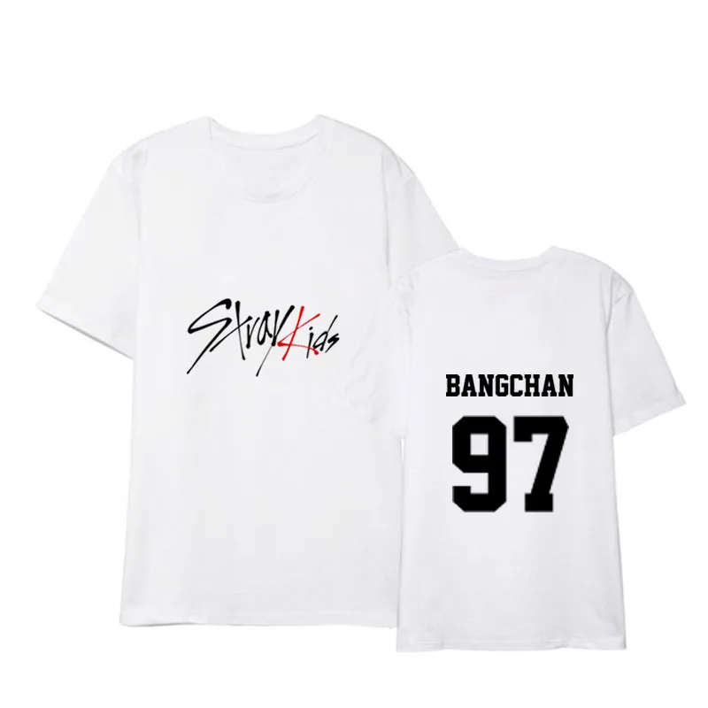 Straykids/одежда в Корейском стиле; свободная летняя футболка для студентов; Новинка; черно-белая футболка с короткими рукавами для детей