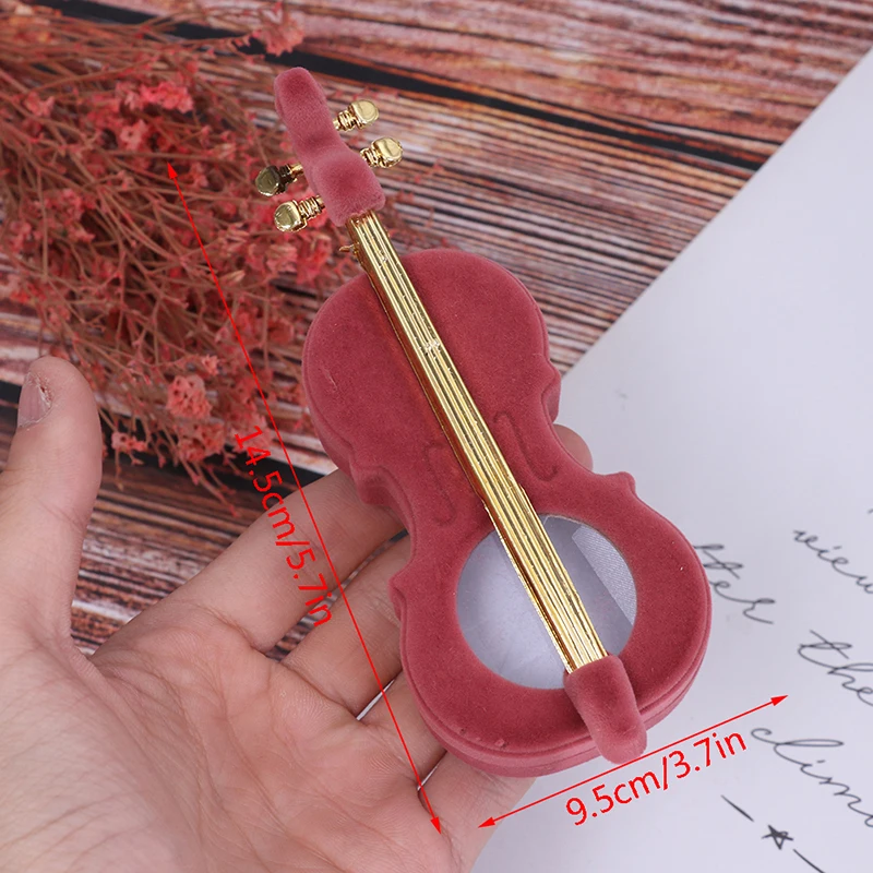 

1pc Unique Violin Shape Gift Box Holder Jewelry Box Case Velvet Wedding Ring Box For Earrings Necklace Display Packaging 2Colors