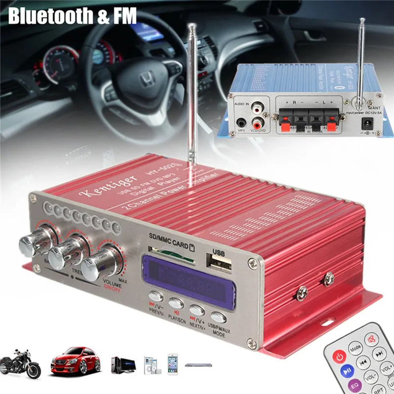 Красный Автомобильный аудиоусилитель Bluetooth цифровой Hi-Fi аудио усилитель