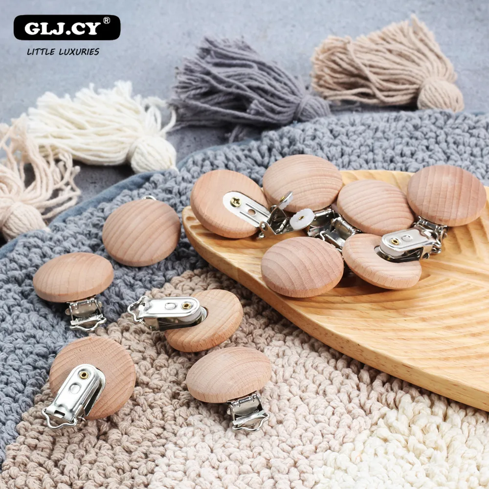 

GLJ.CY beech clamp Wooden Pacifier chain Soother Accessories Of Diy Dummy Clip Chains Wooden Baby Teether 5pc Recommend