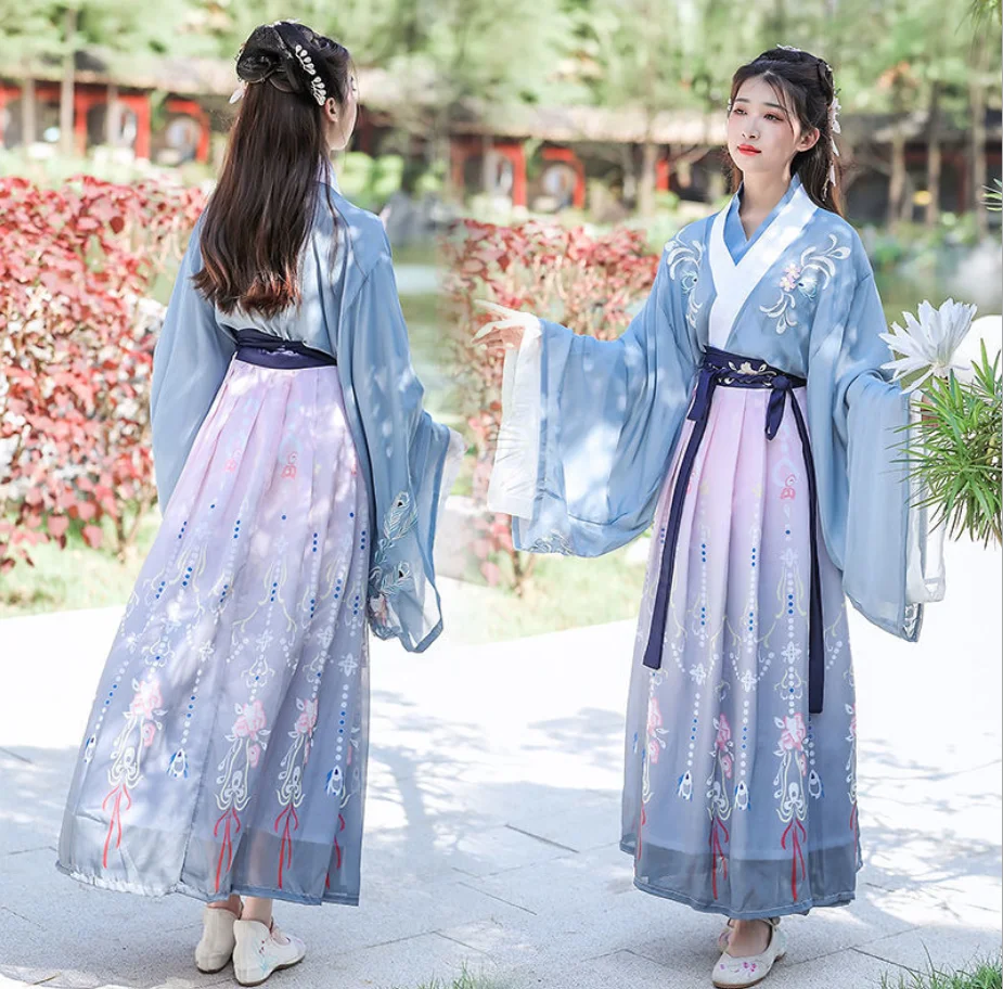 

Han Fu Spring Female Super Fairy Ancient Style Element Student Qi Chest Perform Skirt