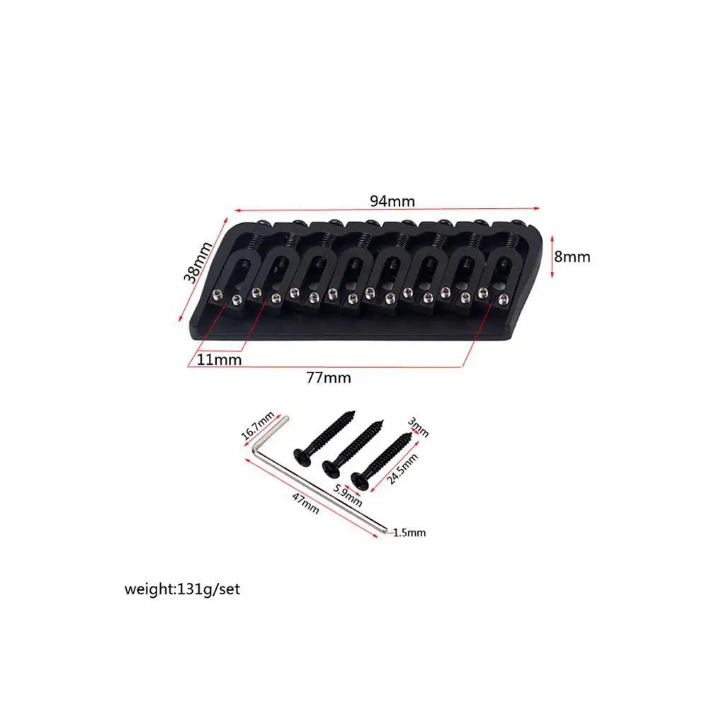 

Black Metal 7 String/8 String Saddle Fixed Bridge Through Body for Electric Guitar Parts Accessories