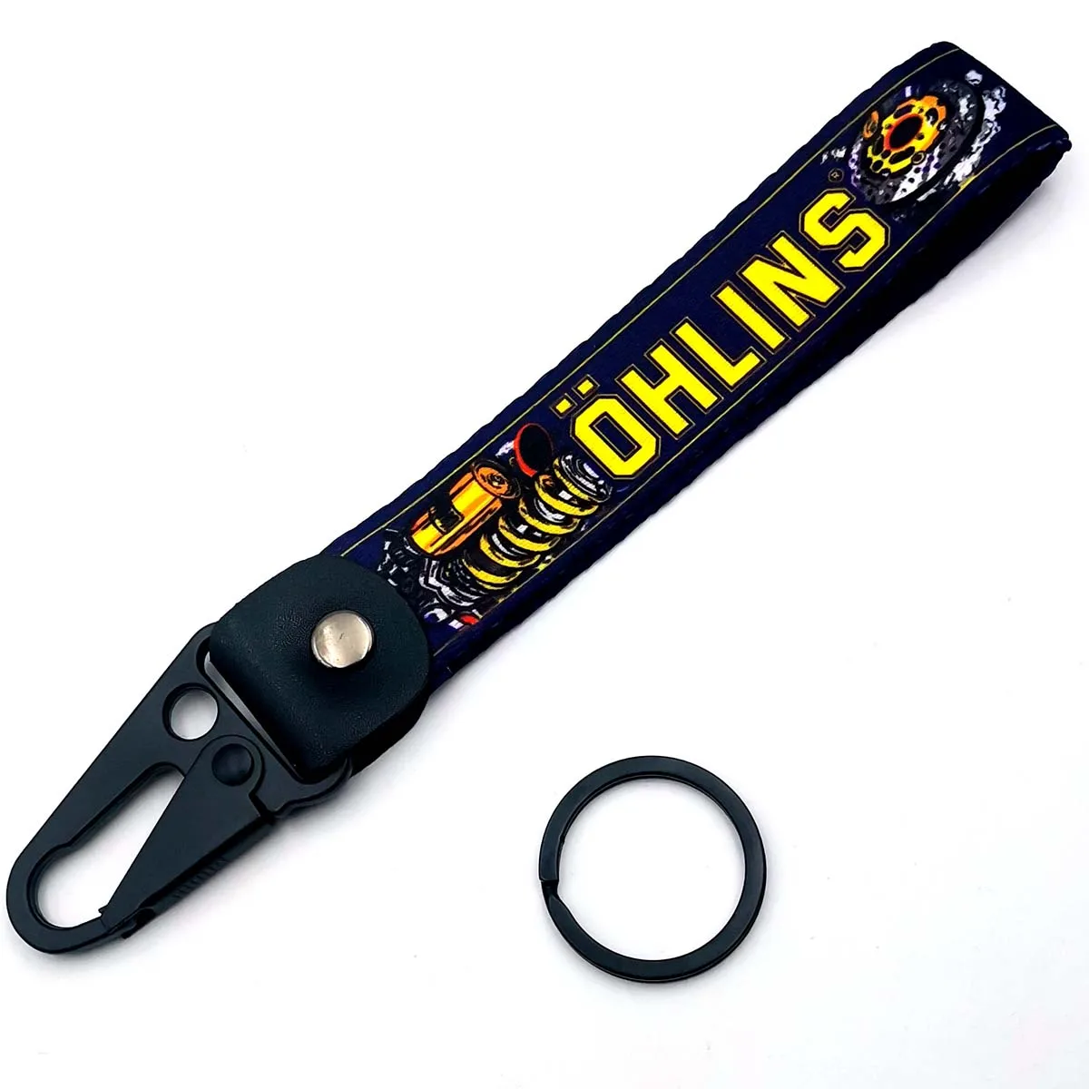 

1Pcs OHLINS Leather Keychain Durable Key Strap Motorcycle Accessories Key Ring
