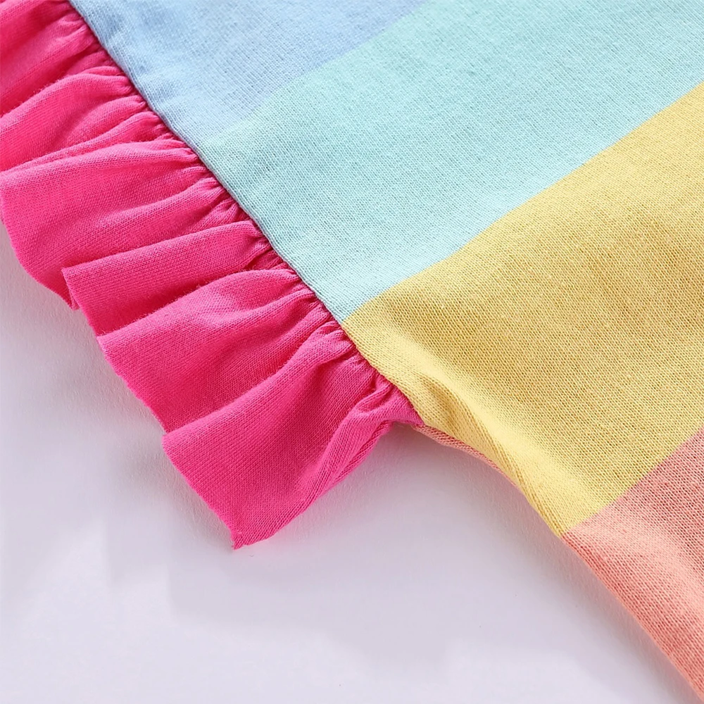 

Mudkingdom Toddler Girls Dress Striped Sleeveless Ruffle Rainbow Dress for Kids