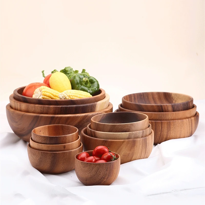 Деревянный салат пиалы сковорода Фруктовые Конфеты блюдце десертный ужин хлеб