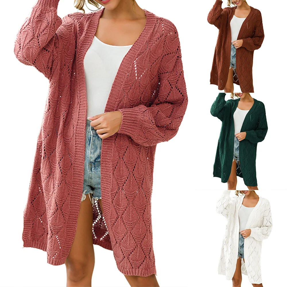 2019 осенний длинный женский кардиган Повседневная модная уличная одежда