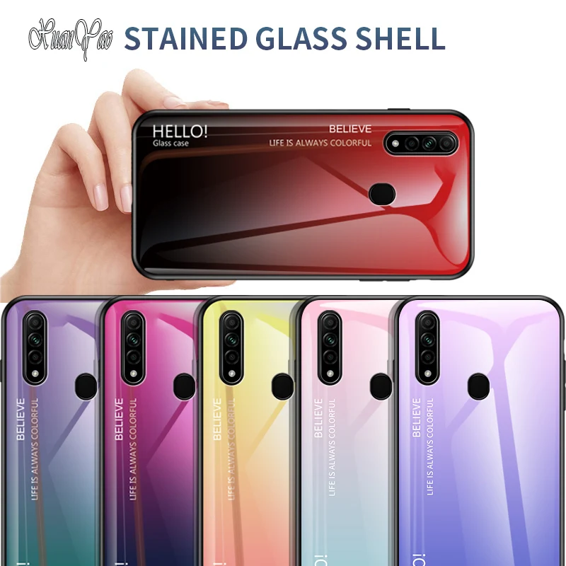 

XUANYAO Phone Cases For OPPO A8 Case Tempered Glass Hard Back Cover Coque For OPPO A8 Cover Case Silicone Soft Edge Silicon Case