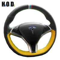 suede steering wheel cover diy hand stitched black car steering wheel cover for tesla model s 2009 2018 model x 2012 2018