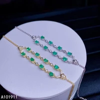 kjjeaxcmy fine jewelry natural emerald 925 sterling silver new women hand bracelet support test luxury