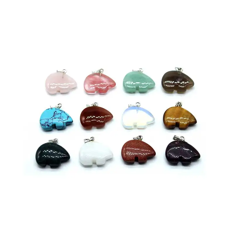 

Wholesale 12Pcs/lot Natural Semi-precious Stone Animals Carving Hedgehog Charms Pendulums For Jewelry Necklace Pendants