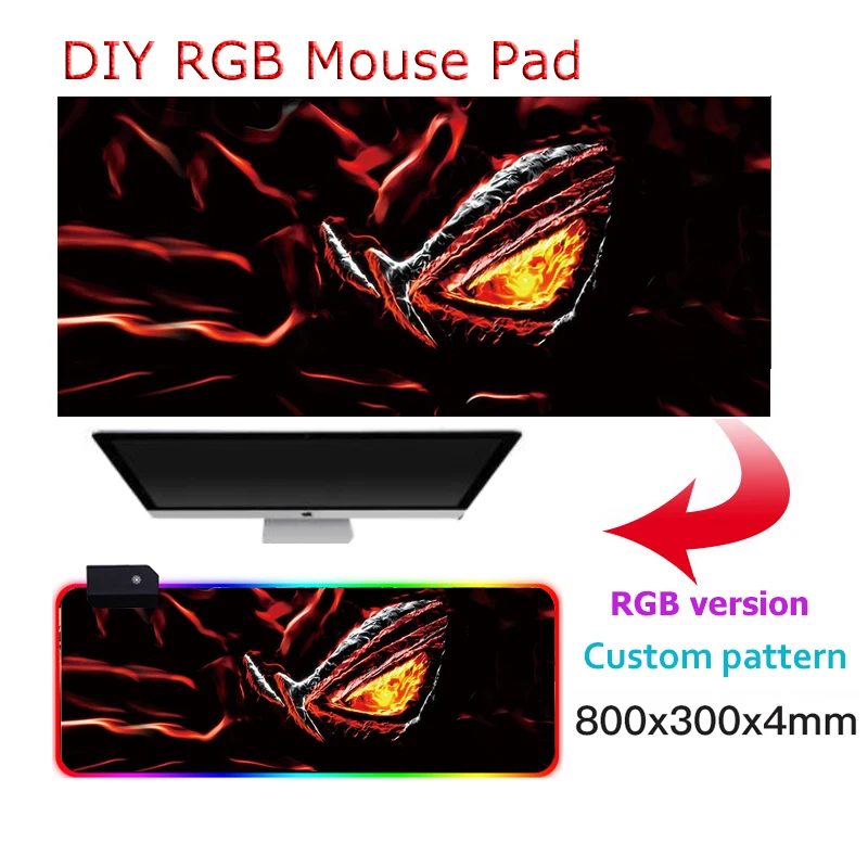 Пользовательские большой RGB коврик для мыши геймер DIY светодиодный 7 цветов