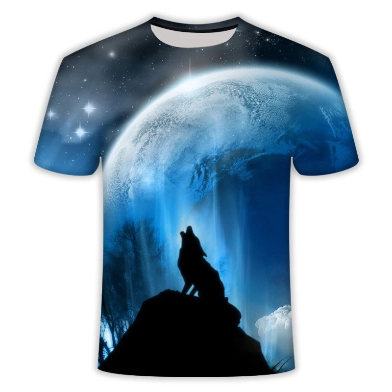 Мужская футболка с 3D принтом волка повседневная мужская от известного бренда