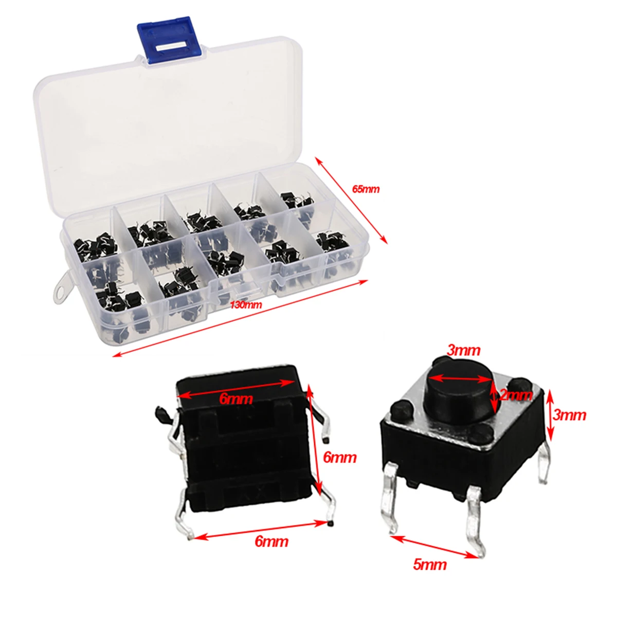 100 шт. 4-контактный микро-Тактильный кнопочный переключатель мгновенные