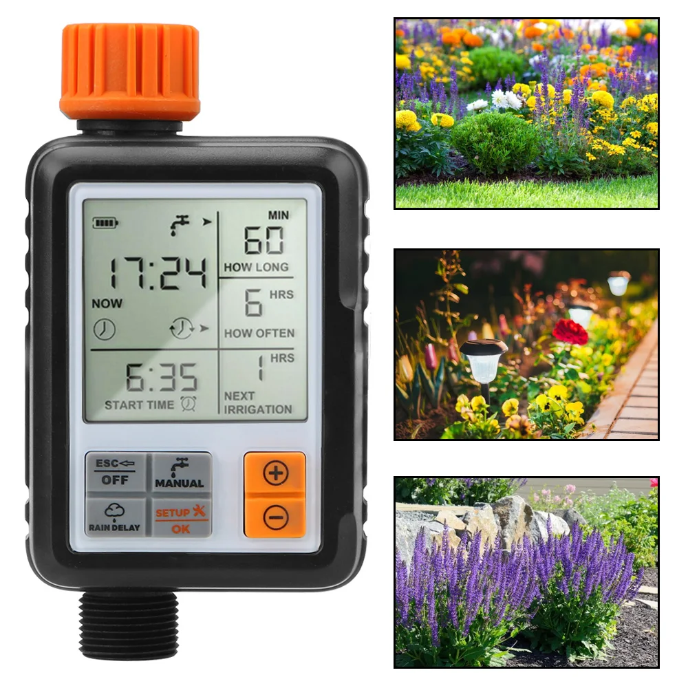 Watering Device Digital Irrigation Timer Automatic Waterproof For Garden Lawn Large Screen Watering Controller System