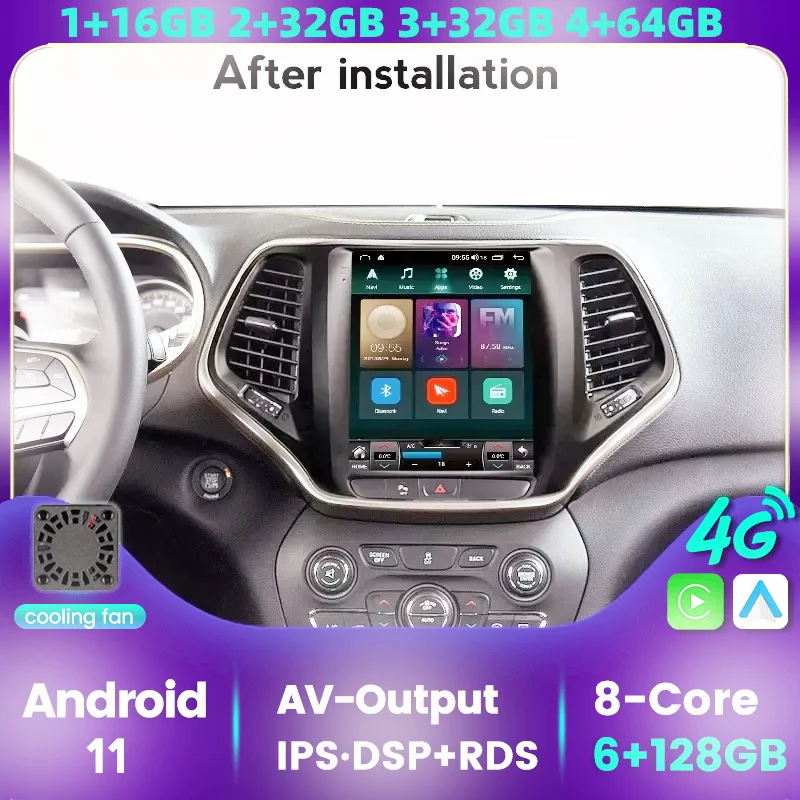 Автомобильный радиоприемник 9 7 дюймов в стиле Tesla Android 11 для Jeep Cherokee 5 KL