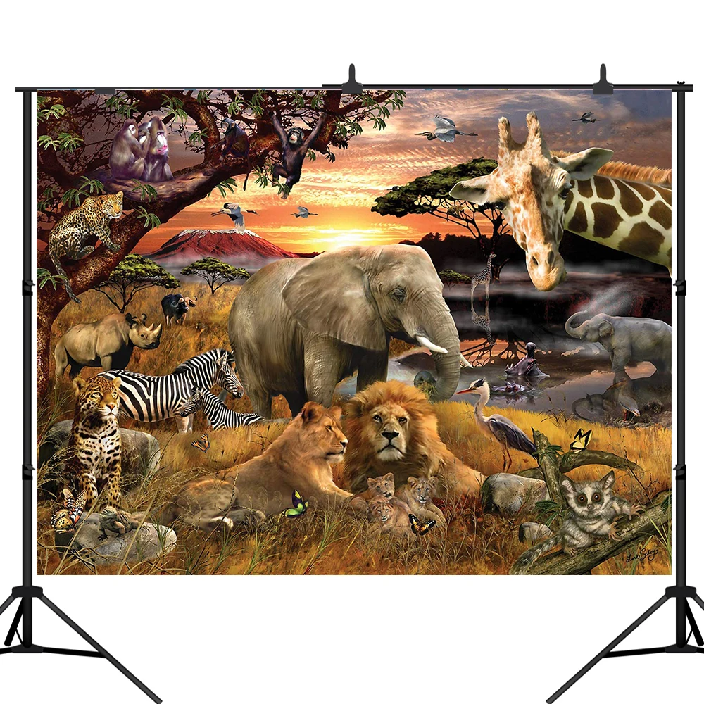 Lyavshi фон для фото Африканские животные слон Лев Сафари фотография Фон фотобудка