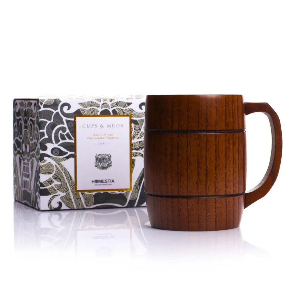 

Lovoski 400ml Wood Tea Coffee Cup Mug Handmade Wooden Wine Beer Drinking Cup