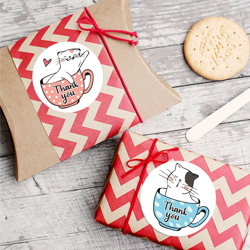 

500Pcs/Roll Thank You Gift Sealing Stickers Shopping Bag Sticker Dessert Shop Kids Reward Birthday Party Gift Decorations Labels