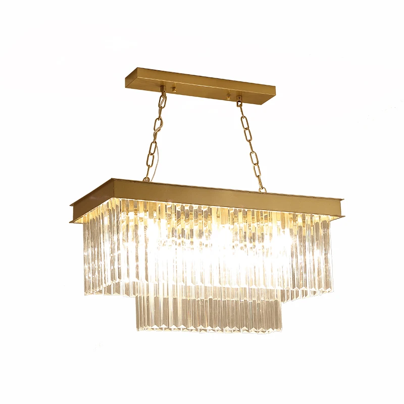 

American living room lamp dining room crystal chandelier light luxury modern rectangular creative personality dining table dinin