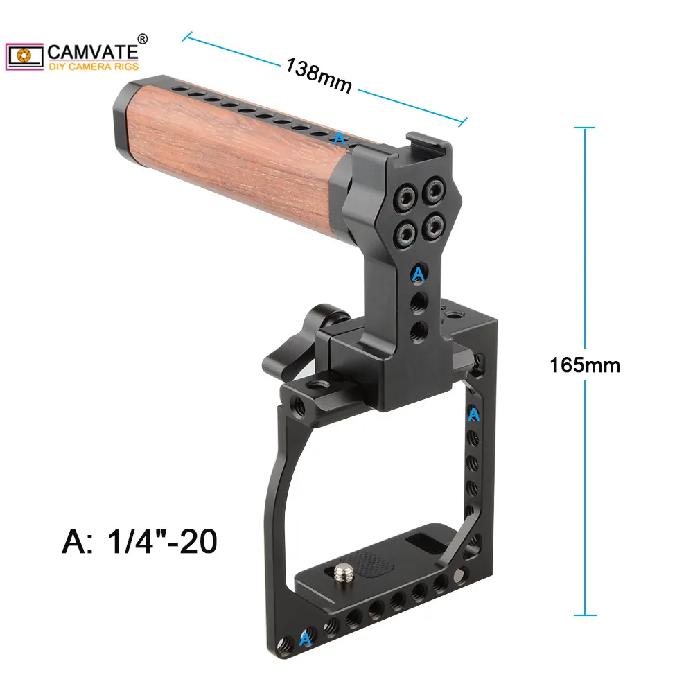 Камера CAMVATE с быстросъемной деревянной ручкой для Sony A6000/ A6300/ A6400/ A6500/ A6600/Canon Powershot