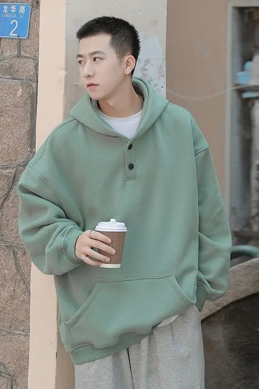 

Hoodies Men's Fashion Solid Color Casual Hooded Sweatshirt Men Streetwear Autumn Loose Hip-hop Pullover Hoodie Mens KoreanStyle